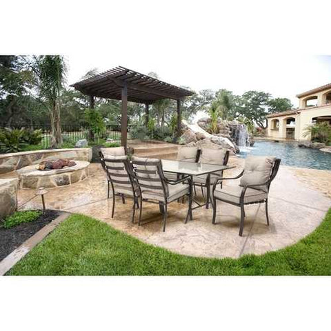 Image of 7-Piece Outdoor Patio Furniture Metal Dining Set with Cushions