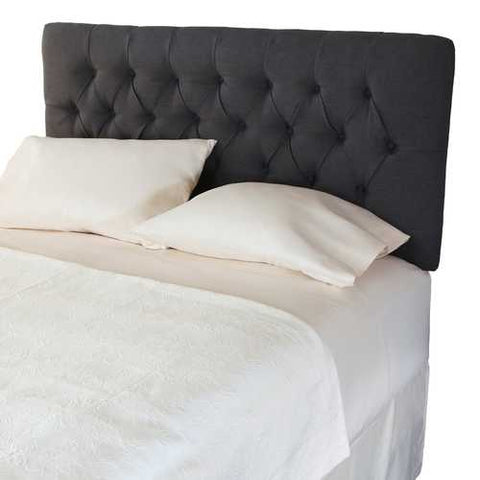 Image of Queen size Padded Button Tufted Upholstered Headboard in Charcoal