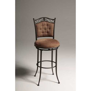 Metal 30-inch Barstool with Brown Microfiber Swivel Seat