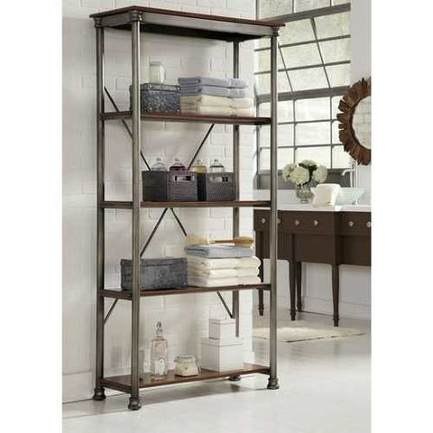 Image of Heavy Duty Metal Wood 5-Shelf Storage Rack Shelving Unit