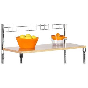 Metal Backers Rack with Storage Shelves and Solid Wood Cutting Board