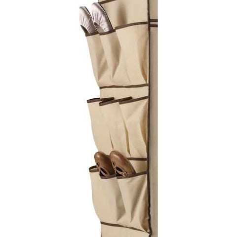 Image of Khaki Double Door Wardrobe Portable Clothes Closet with Shoe Storage