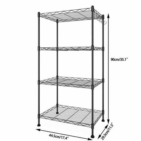 Image of Black Metal 4-Shelf Wire Storage Rack Shelving Unit