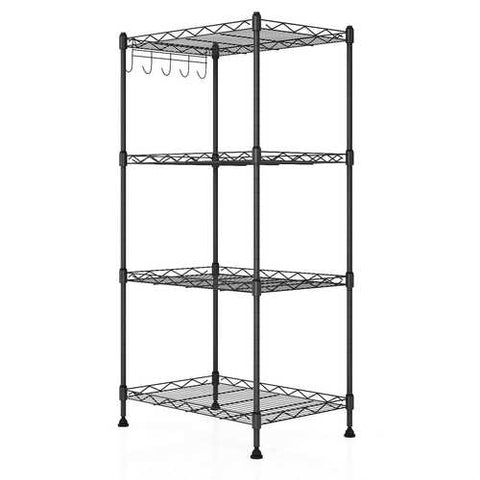 Image of Black Metal 4-Shelf Wire Storage Rack Shelving Unit