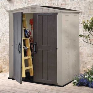 Outdoor 3 x 6-ft Storage Shed in Taupe Brown Polypropylene