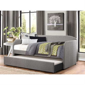 Twin Modern Grey Fabric Upholstered Daybed with Trundle