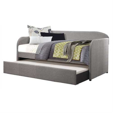 Image of Twin Modern Grey Fabric Upholstered Daybed with Trundle