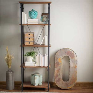 Living Room Kitchen Storage 4-Shelf Bookcase Bookshelf Vintage Industrial Style