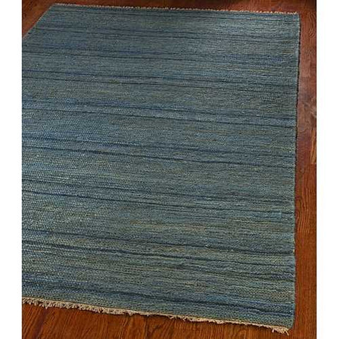 Image of Hand-knotted All-Natural Oceans Blue Hemp Rug (5' x 8')