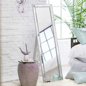 Modern Classic Art Deco Beveled Floor Mirror with Easel Style Stand