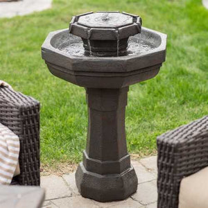 Hexagon Outdoor Water Fountain Bird Bath with Solar Pump