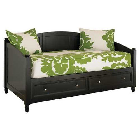 Image of Twin size Black Wood Contemporary Daybed with Storage Drawers