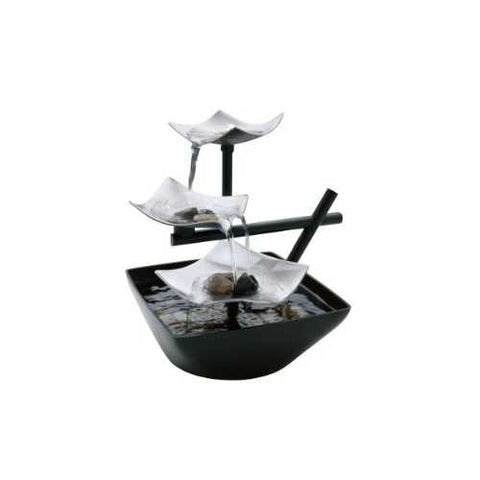 Image of Illuminated Silver Water Springs Relaxing Table Fountain with Stones