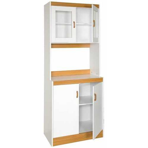 Image of Tall Kitchen Storage Cabinet Cupboard with Microwave Space