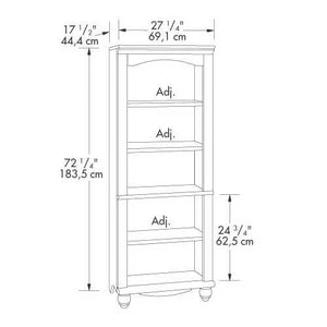 Elegant Display Shelf Bookcase with 5 Shelves in Antique White Wood Finish