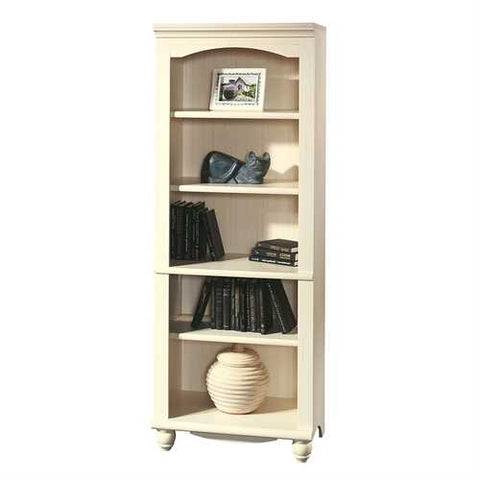 Image of Elegant Display Shelf Bookcase with 5 Shelves in Antique White Wood Finish