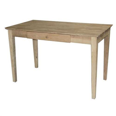 Image of Unfinished Solid Wood Desk Laptop Computer Writing Table with Drawer