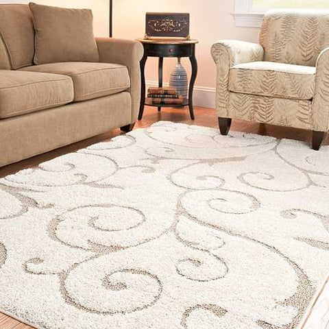 Image of Hand-woven Ultimate Cream/ Beige Shag Rug (5'3 x 7'6)