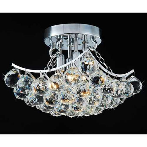 Image of Indoor 4-Light Chrome And Crystal Flushmount Chandelier