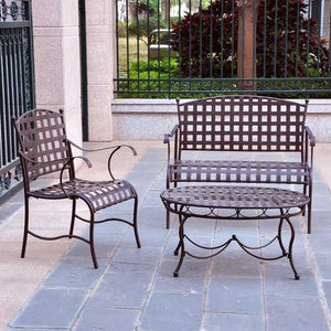 3-Piece Wrought Iron Patio Furniture Lounge Seating Group Set