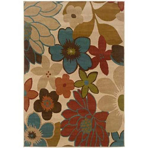 Ivory Floral Pattern Area Rug (7'10 x 10')