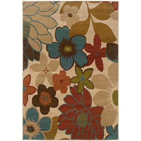 Image of Ivory Floral Pattern Area Rug (7'10 x 10')