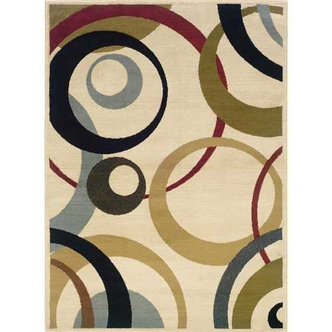 Image of Ivory Geometric Circles Area Rug (7'10 x 10')