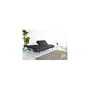 Black Leatherette Foldable Click-Clack Futon Sofa Bed