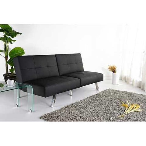 Image of Black Leatherette Foldable Click-Clack Futon Sofa Bed