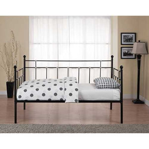 Twin size Black Metal Daybed with Chrome Detailing