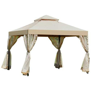 10ft x 10ft Steel Gazebo Canopy with Mosquito Netting Tan/Brown