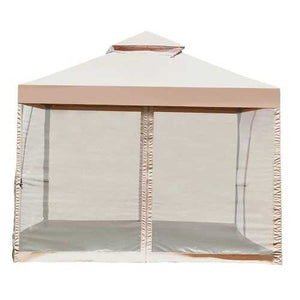 10ft x 10ft Steel Gazebo Canopy with Mosquito Netting Tan/Brown