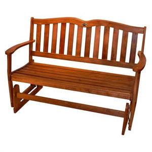 4-Ft Outdoor Patio Garden Love-seat Glider Chair in Natural Eucalyptus Wood