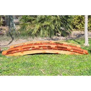 Japanese Style Functional 4-Ft Wood Garden Bridge in Outdoor Sealed Redwood