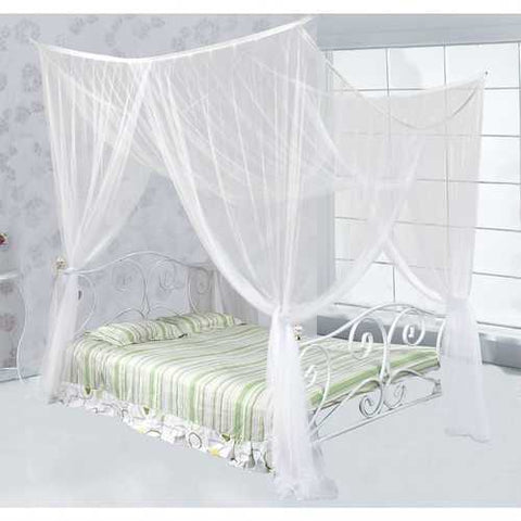 Image of White Mosquito Net Bed Canopy Mesh Netting - size Full Queen King