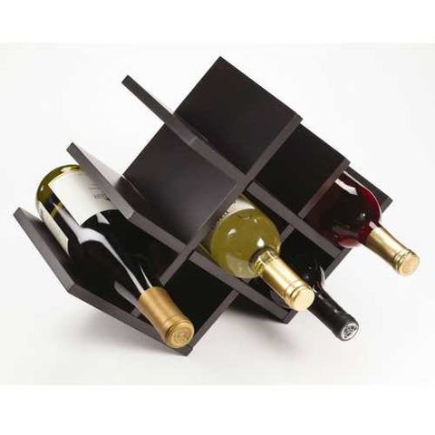 Image of 8-Bottle Mariposa Wine Rack Modern Design Dark Brown Finish