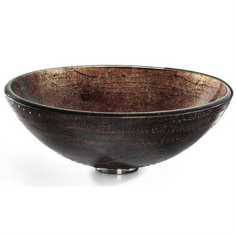 Image of Modern 16.5 inch Round Copper Color Glass Vessel Sink