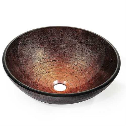 Image of Modern 16.5 inch Round Copper Color Glass Vessel Sink