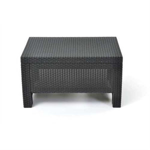 Contemporary Outdoor Coffee Table in Durable Black Plastic Rattan