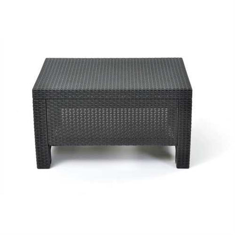 Image of Contemporary Outdoor Coffee Table in Durable Black Plastic Rattan