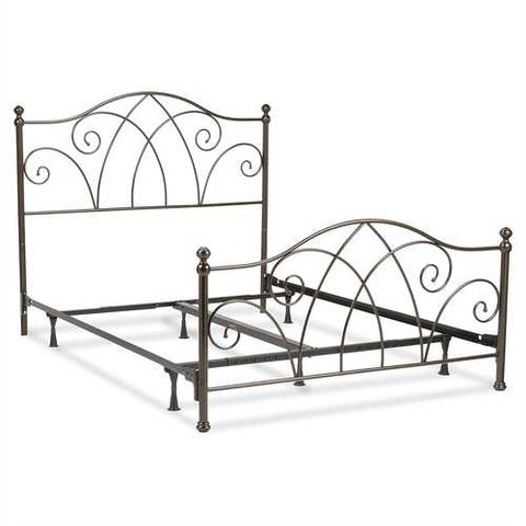 Image of King size Complete Elegant Metal Bed Frame with Spiral Pattern Headboard and Footboard