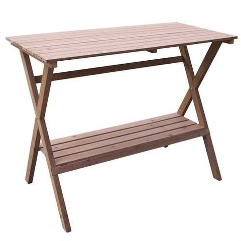 Image of Indoor Outdoor Wood Potting Bench Garden Table with Lower Shelf