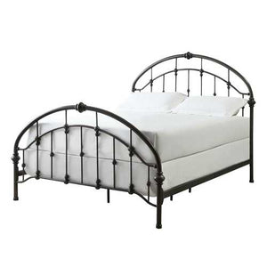 King size Antique Dark Bronze Metal Bed with Arch Headboard and Footboard