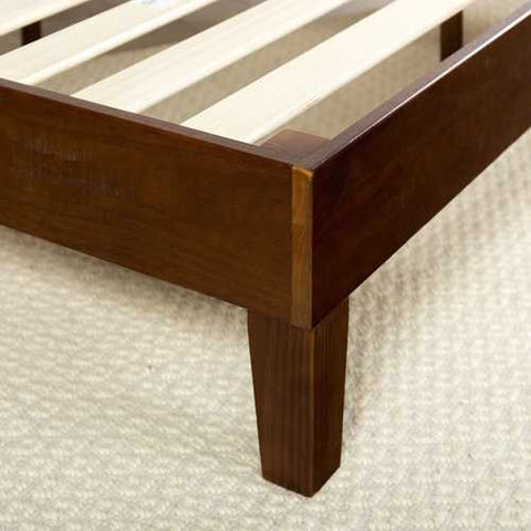 Image of King size Low Profile Solid Wood Platform Bed Frame in Espresso Finish