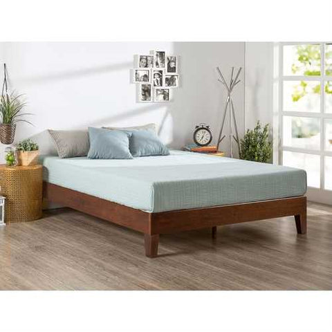 Image of King size Low Profile Solid Wood Platform Bed Frame in Espresso Finish