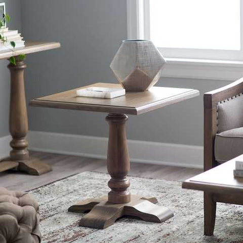 Image of Driftwood Contemporary Classic End Table with Pedestal Legs