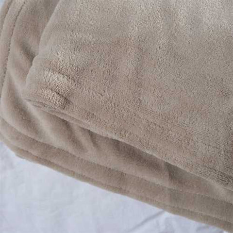 Image of King size Beige Linen Microplush Warming Electric Blanket with Digital Controller