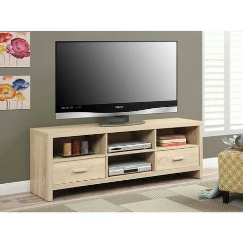 Image of Light Wood-grain Modern 60-inch TV Stand Entertainment Center