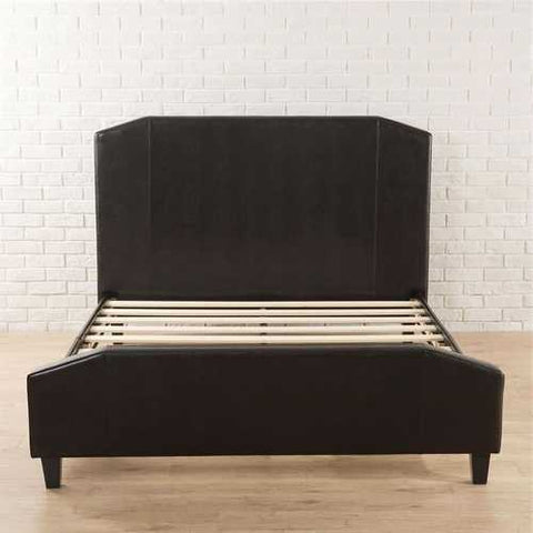 Image of King size Espresso Faux Leather Upholstered Platform Bed with Headboard & Footboard