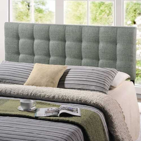 Image of King size Grey Fabric Modern Button-Tufted Upholstered Headboard